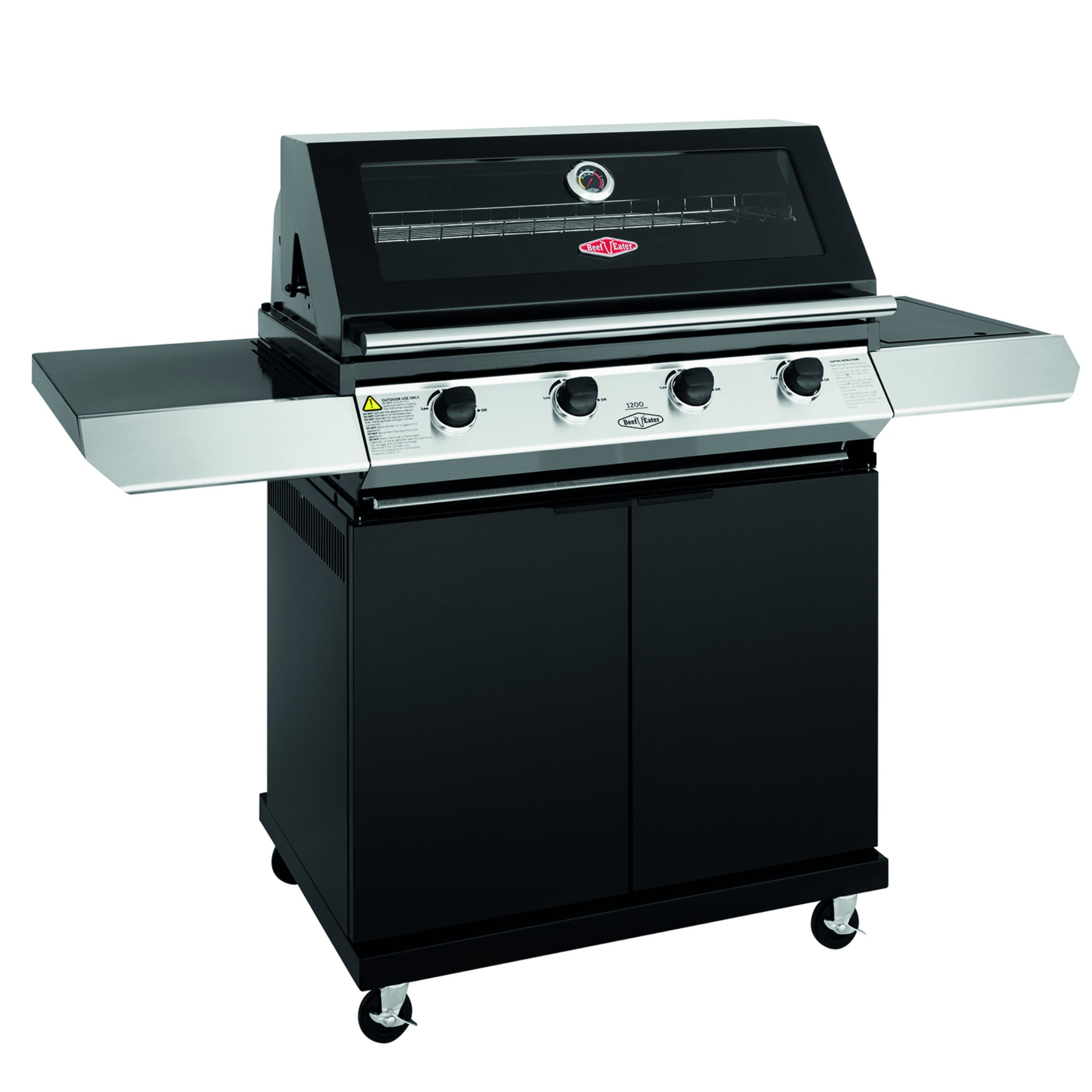 Ex-Display Beefeater 1200E 4 burner cabinet trolley and sideburner