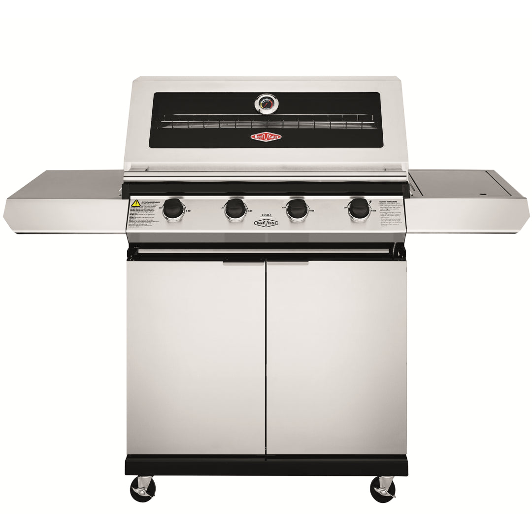 BeefEater 1200S Series 4 Burner Gas Barbecue with Cabinet Trolley and Side Burner