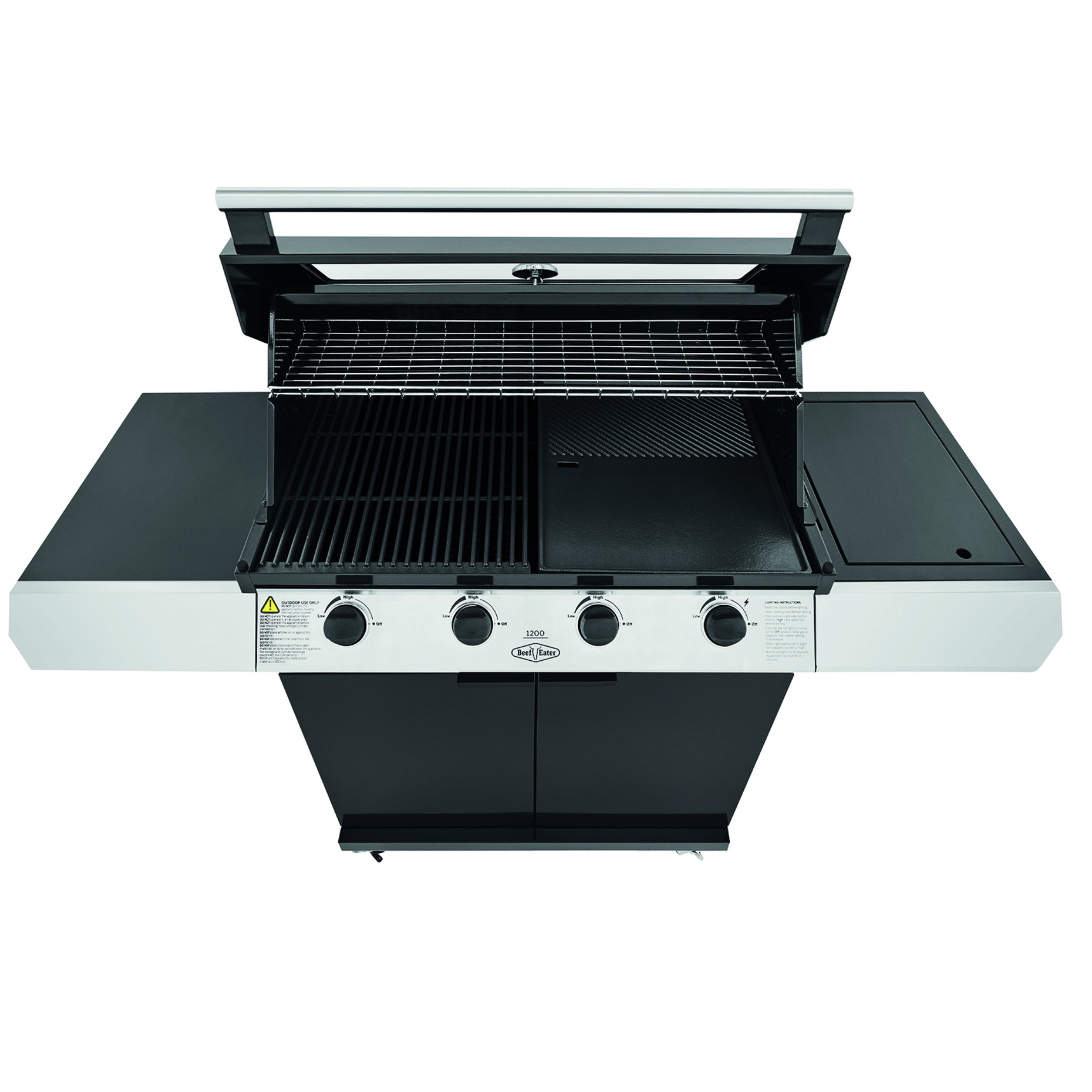 Ex-Display Beefeater 1200E 4 burner cabinet trolley and sideburner